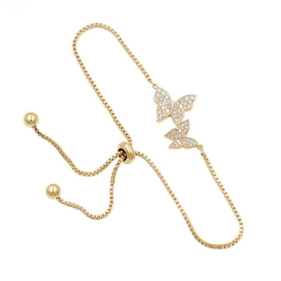 Jewelry bracelet butterfly butterflies symbol of friendship yellow gold dainty - Picture 1 of 8